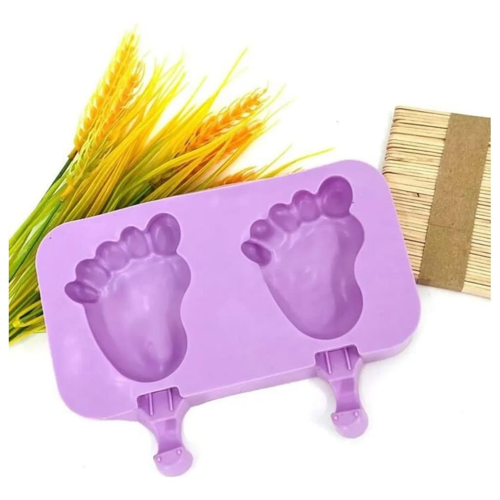 Forma Molde Para Picolé Em Silicone Pegada P/ Chá de Bebê Revelação