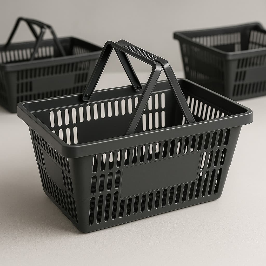 Cestinha Cesta de Supermercado Plástica Preta 16L Envio Imediato Alça Reforçada Ideal para Lojas, Mercados