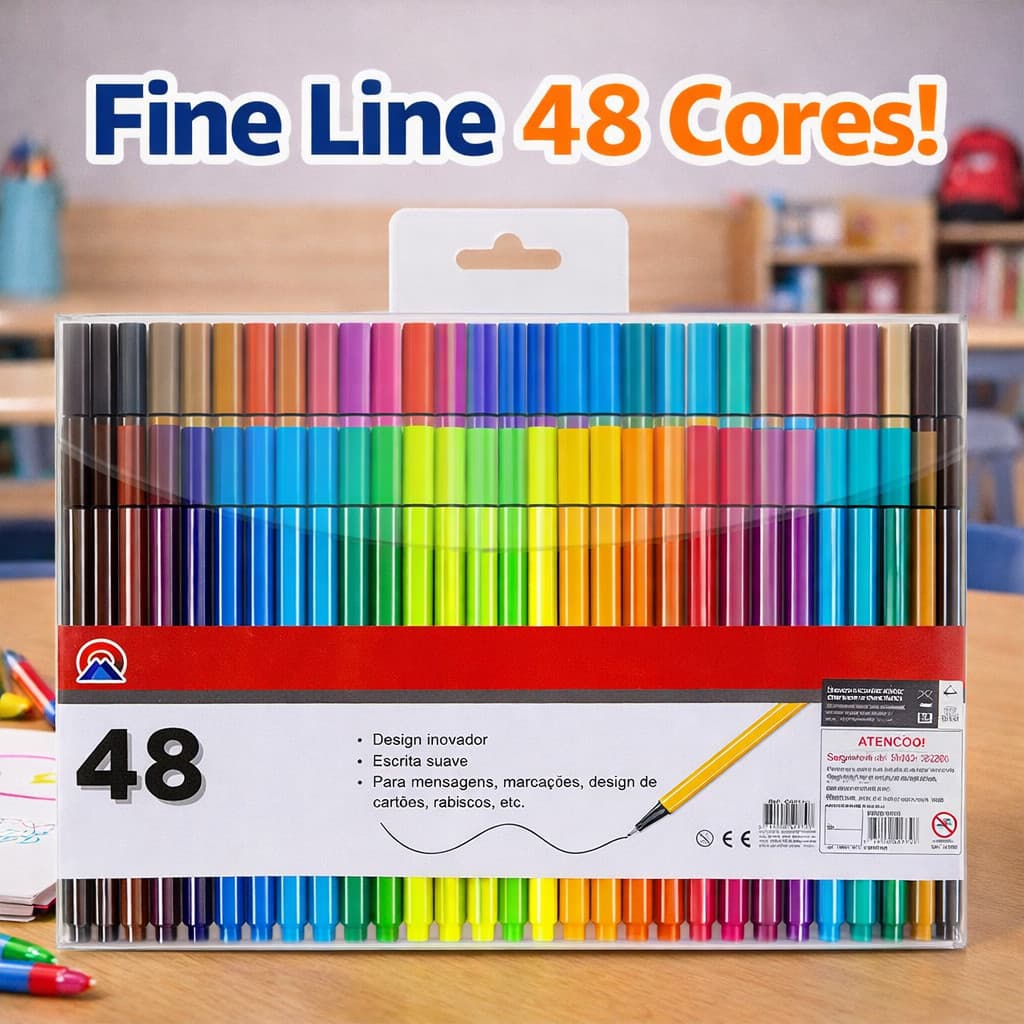 Kit 48 Canetas Fine Line Ponta Fina 0.4 Hidrográfica Bolígrafo Para Lettering e Pontilismo Escolar