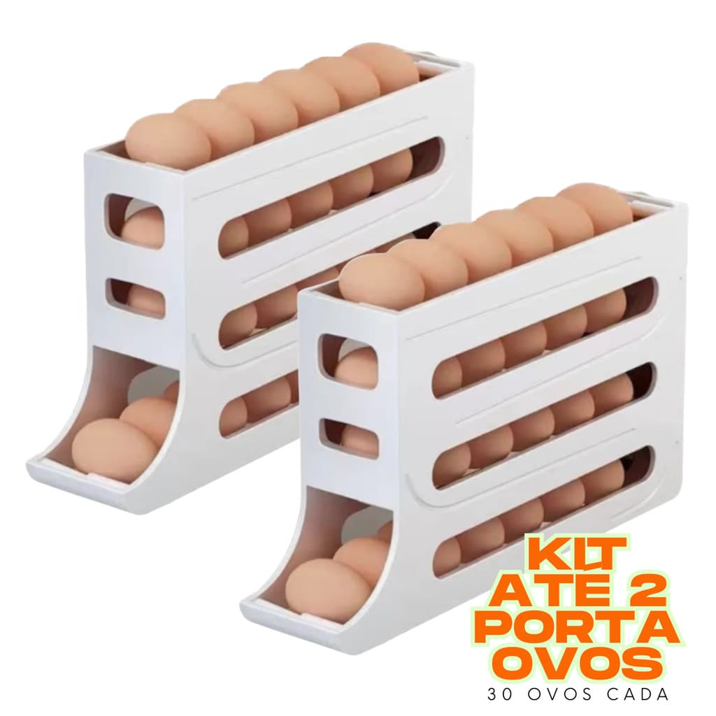 Kit até dois Suportes Organizadores automático 30 ovos Plástico Durável Geladeira