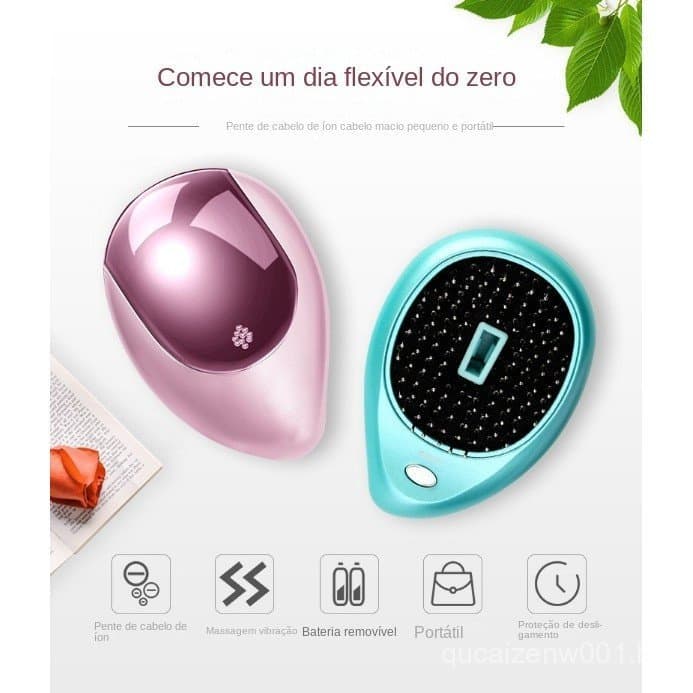 Pente De Massagem De Gás Magnético Com Vibração De Onda De Som Elétrica Cabelo De Íon Portátil KJ2331