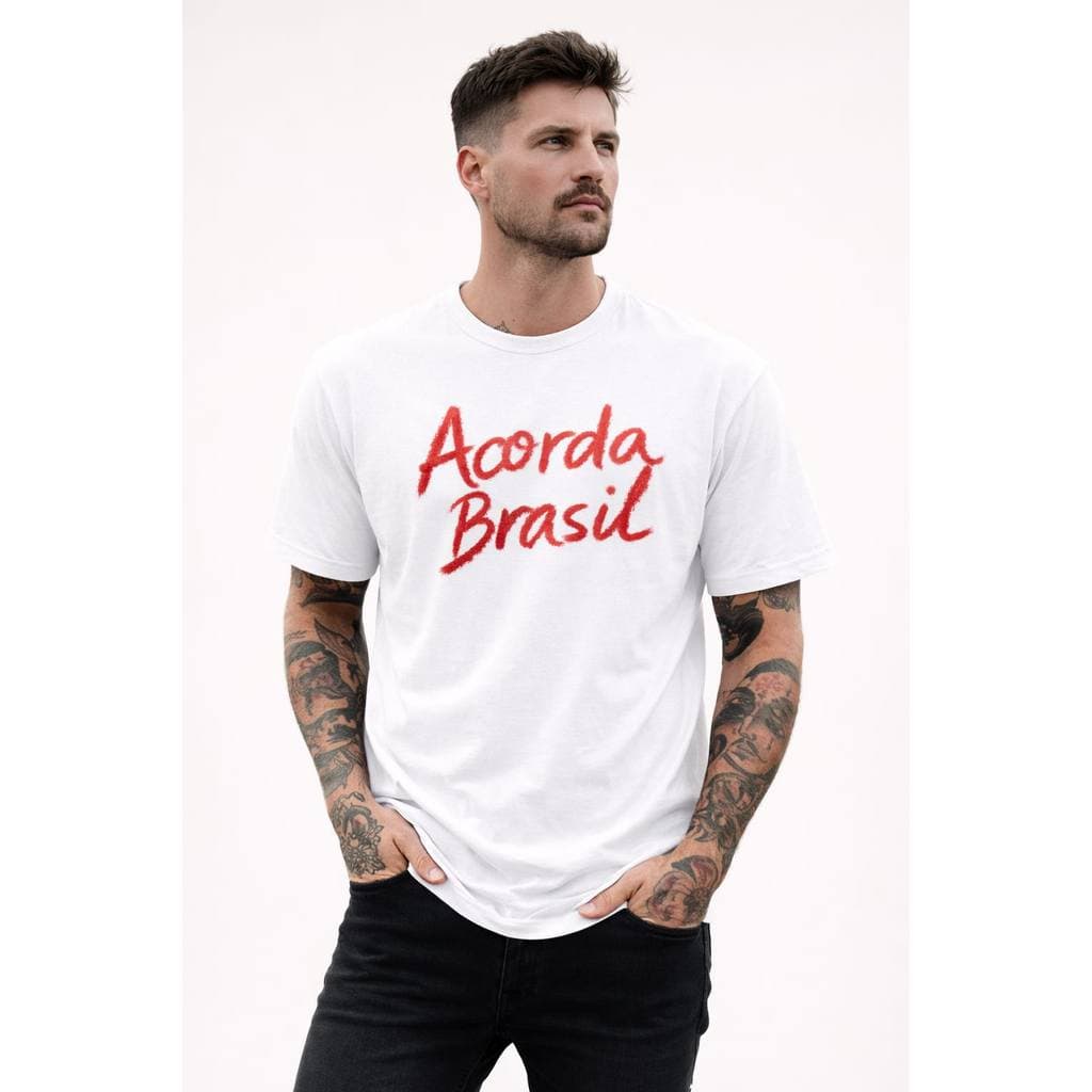 Camiseta algodão Masculina e Feminina Acorda Brasil