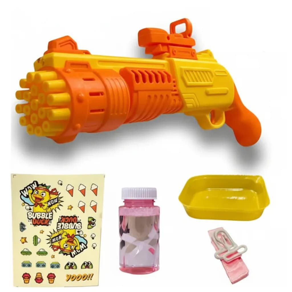 Metralhadora Bubble Gun Rifle De Bolha 19 Pontas Bubble Duck