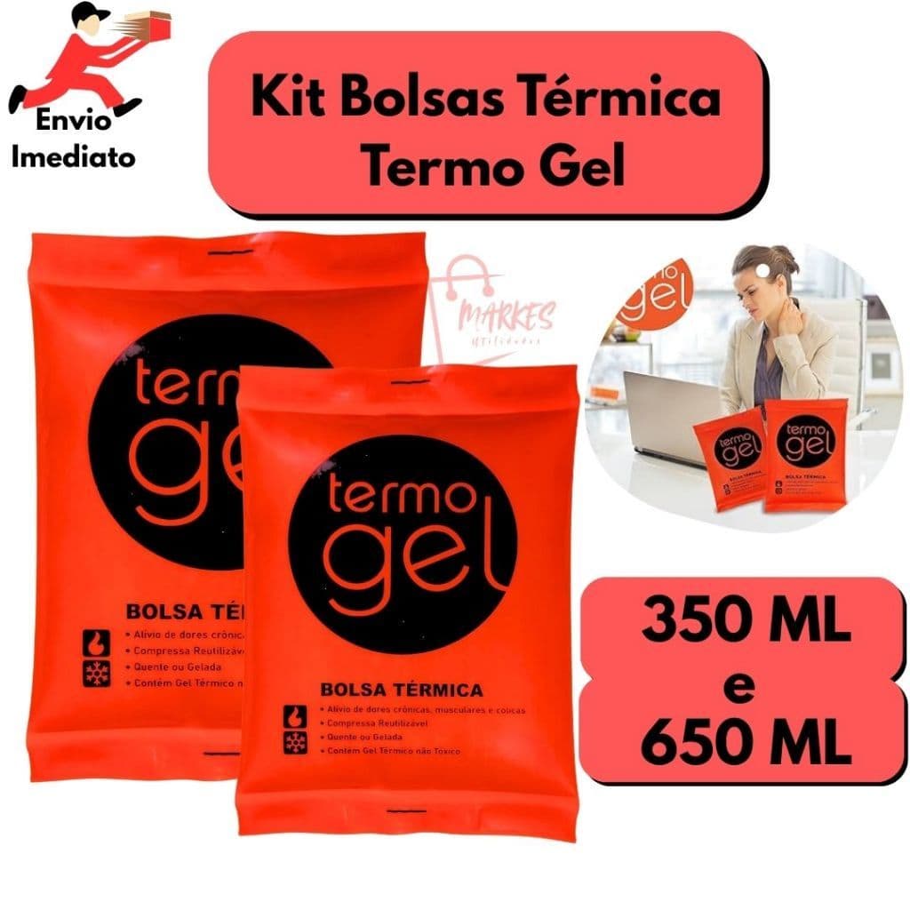 Kit Bolsas Térmica Termo Gel 350 ML E 650 ML Para Compressa Fria ou Quente Alivio Nas Dores - Termogel