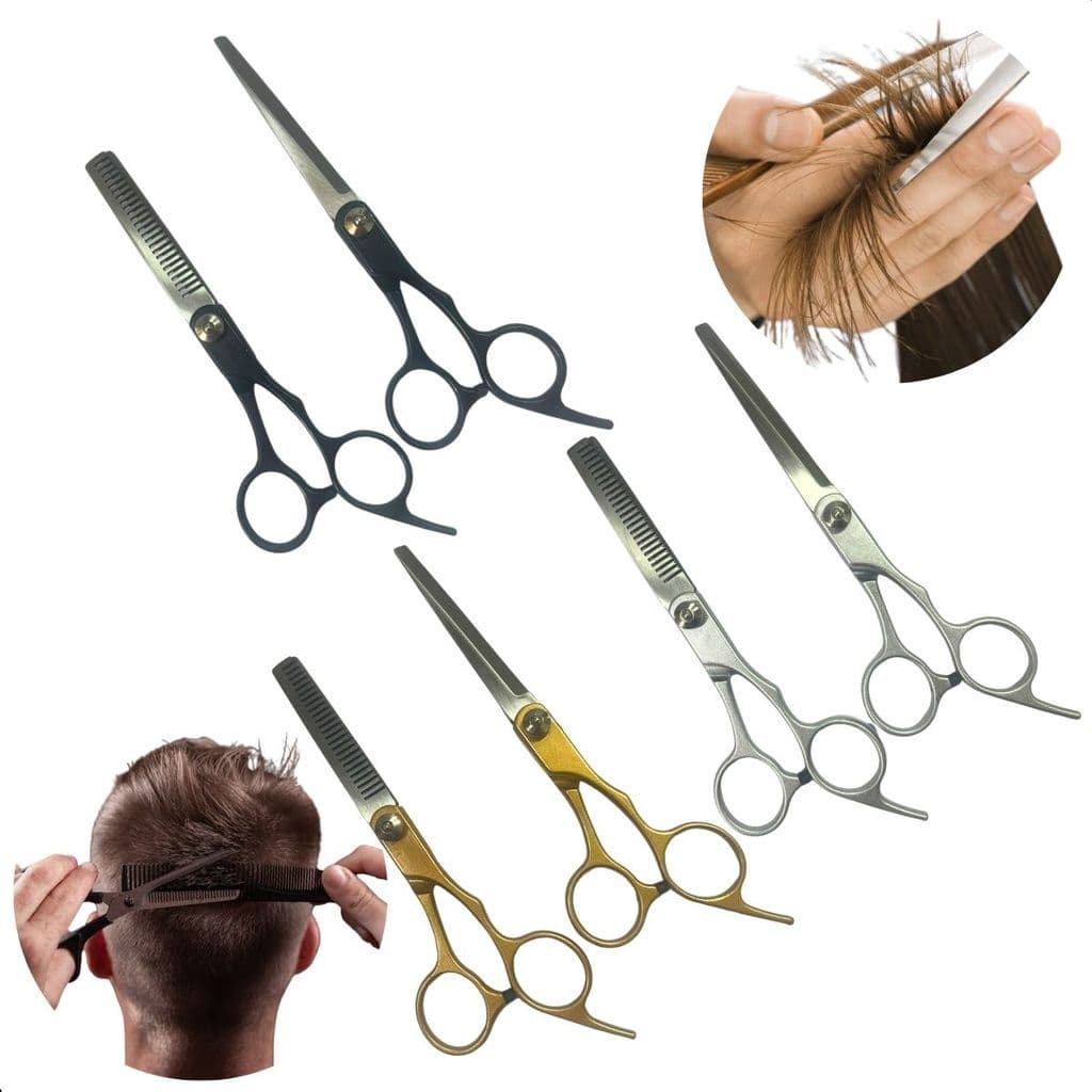 Conjunto Tesoura Profissional Fio Navalha e Semi Dentada Cabelereiro