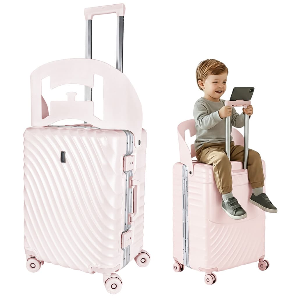 Mala Viagem Média Assento Infantil ABS Giro 360° de 11 a 23kg - Rosa - Alira Home