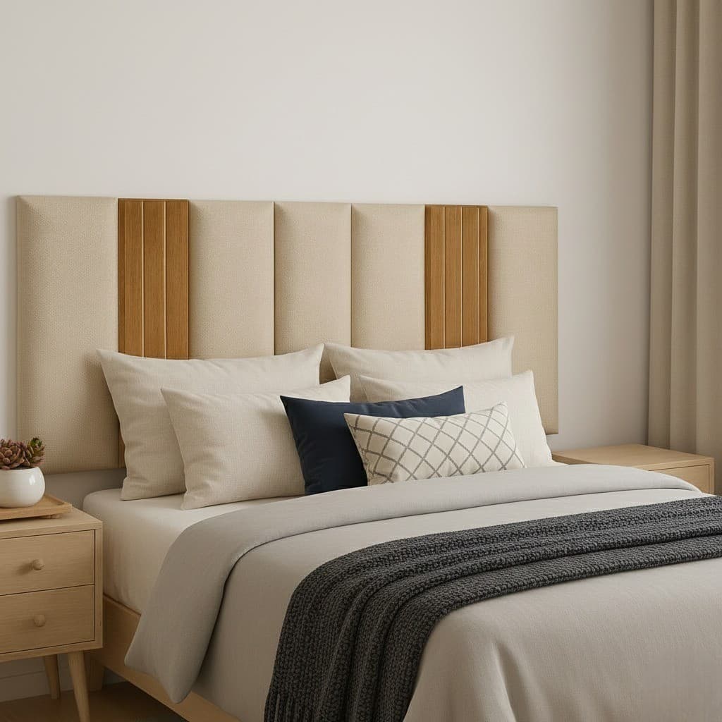 Kit Cabeceira Estofada + Ripado MDF – Modular para Cama Solteiro/Casal/Queen/King