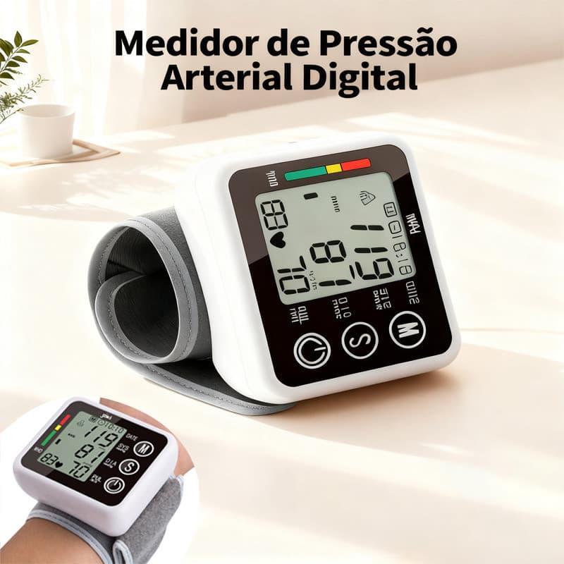 Aparelho Medidor De Pressão Arterial Digital De Pulso Com Voz Monitor Inteligente