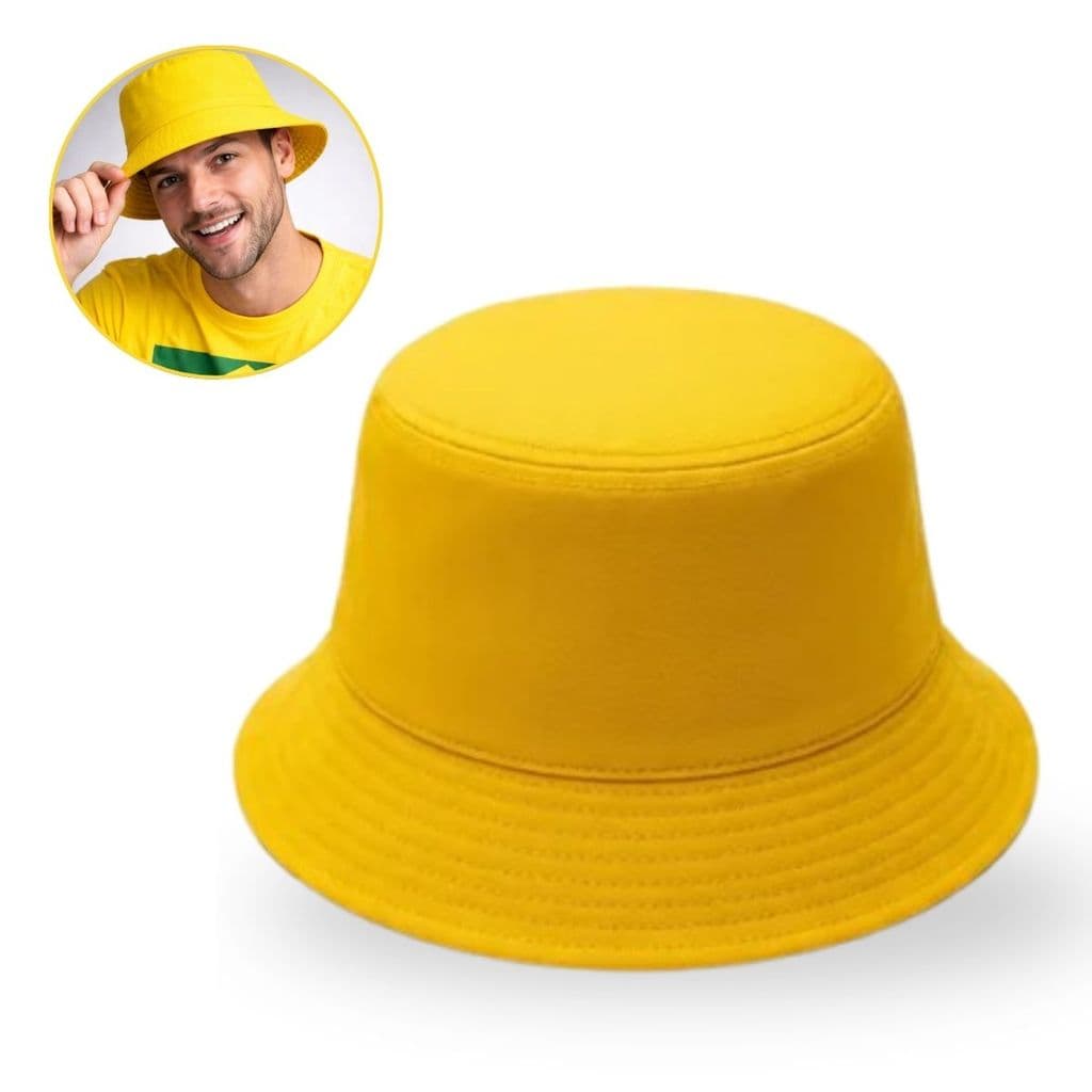Chapéu Bucket Panamá Amarelo Estilo Praia Copa do Mundo Novo