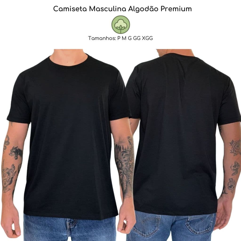 Camiseta Masculina 100% Algodão Básica Gola redonda Manga Curta