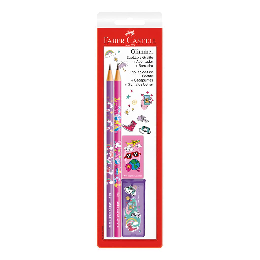 Kit Escolar 4 Peças Glimmer Viagem Faber Castell