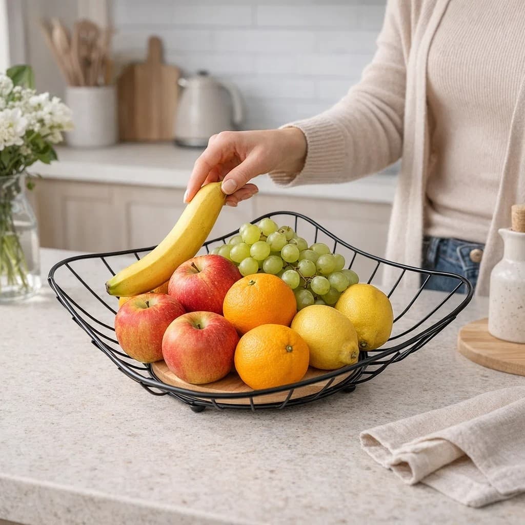 Fruteira Mesa Suporte Armazenar Banana Laranja Cozinha Bancada Organização de Frutas Prateleira