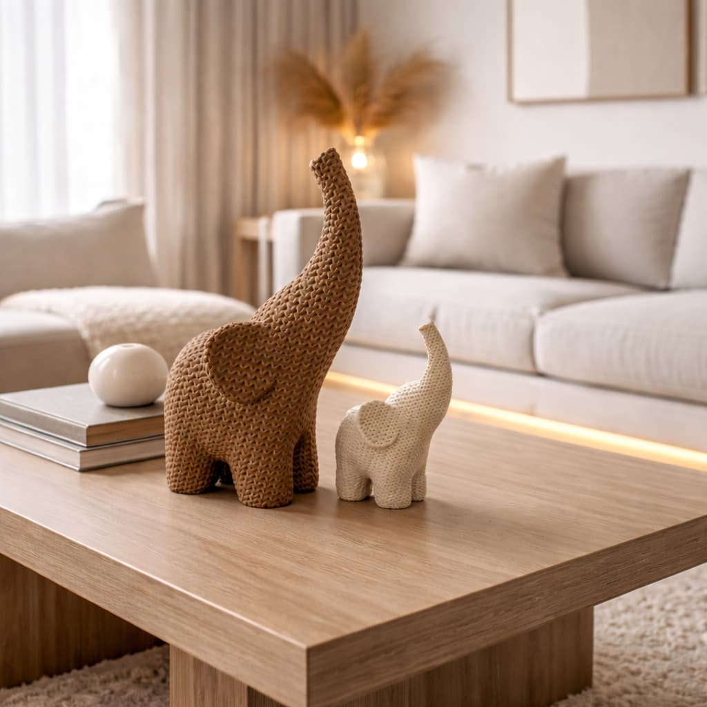 Elefantes Decorativos Luxo Moderno para Sala e Quarto – Kit Escultura Elegante Premium