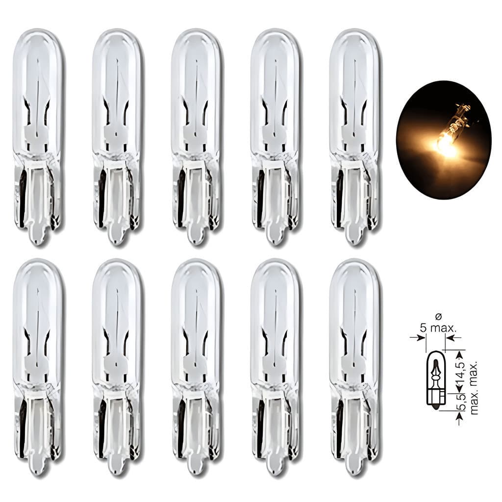 Kit 10 Lâmpadas Painel Carro Esmagada Pinguinho Mosquito T5 1,2w 12v