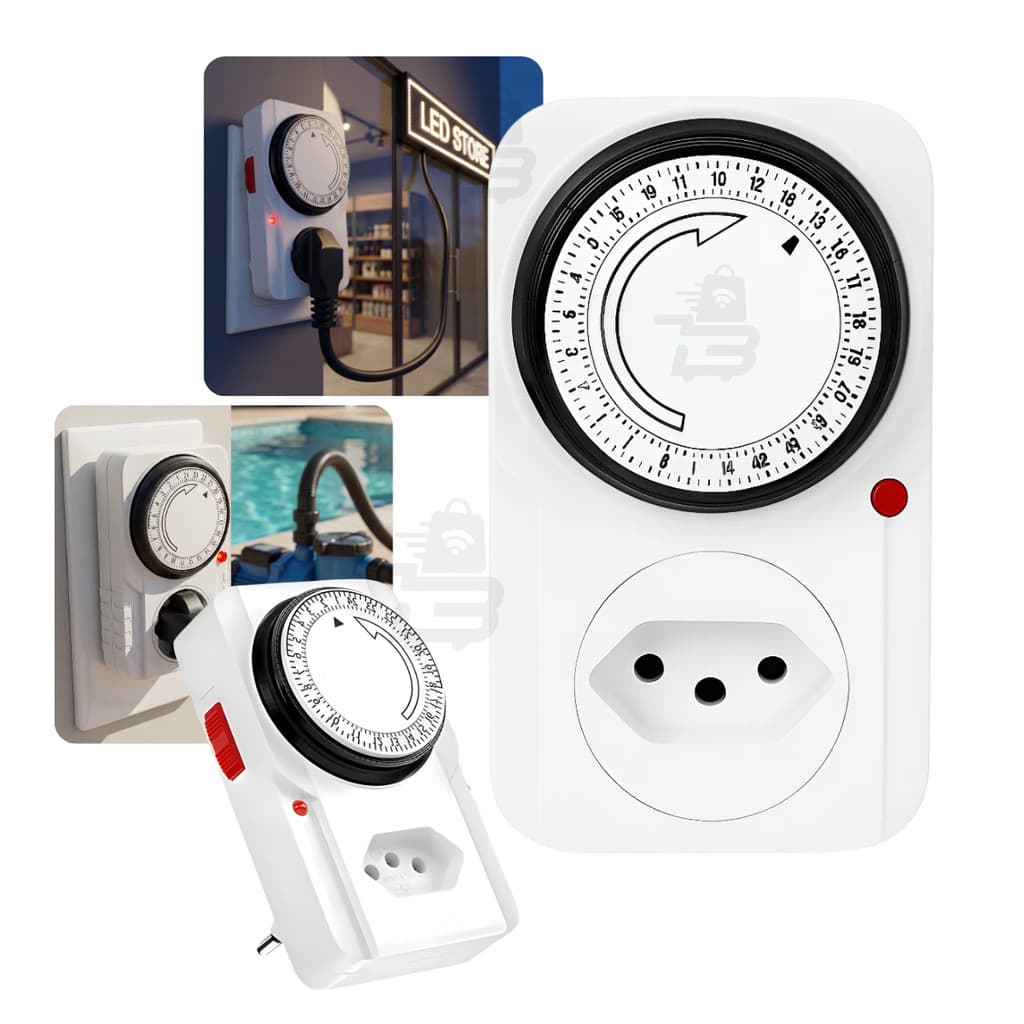 Temporizador Eletrico Analógico Para Aparelhos Eletronicos Programavel 24h Timer Bivolt 110/220V