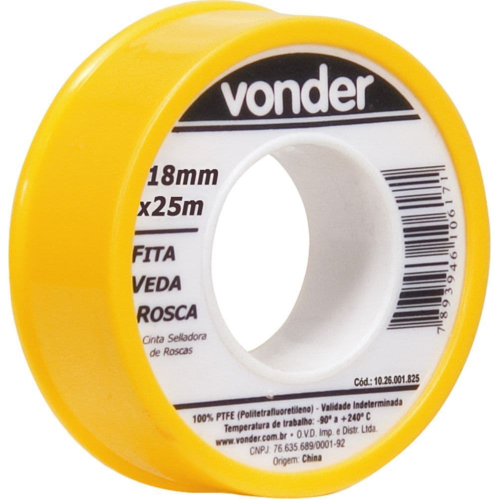 Fita veda rosca 18mmx5m ptfe teflon - Vonder