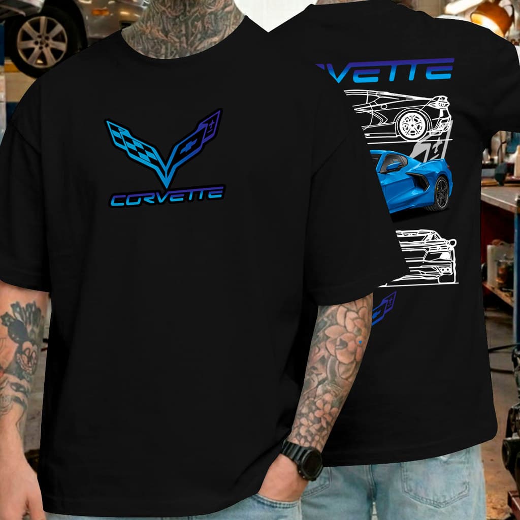 Camiseta GM Corvette Estampa DTF Camisa Alta Definição Camisa 100% Algodão Modelagem Clássica Unissex Premium