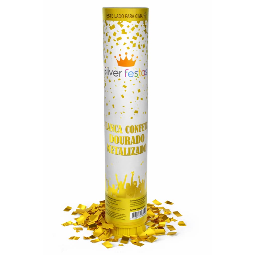 Lança Confetes Metalizado Dourado Festas Comemorações 30cm