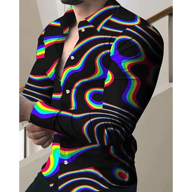 Camisa masculina casual versátil de outono, estilo streetwear, com lapela e botões frontais, camisa masculina de manga l