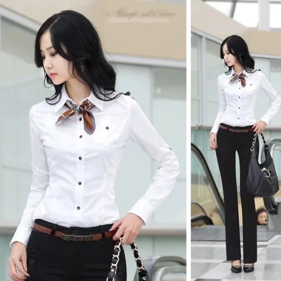 Roupas de primavera camisas femininas soltas versão coreana de manga comprida magro-ajuste profissional wear Formal roup