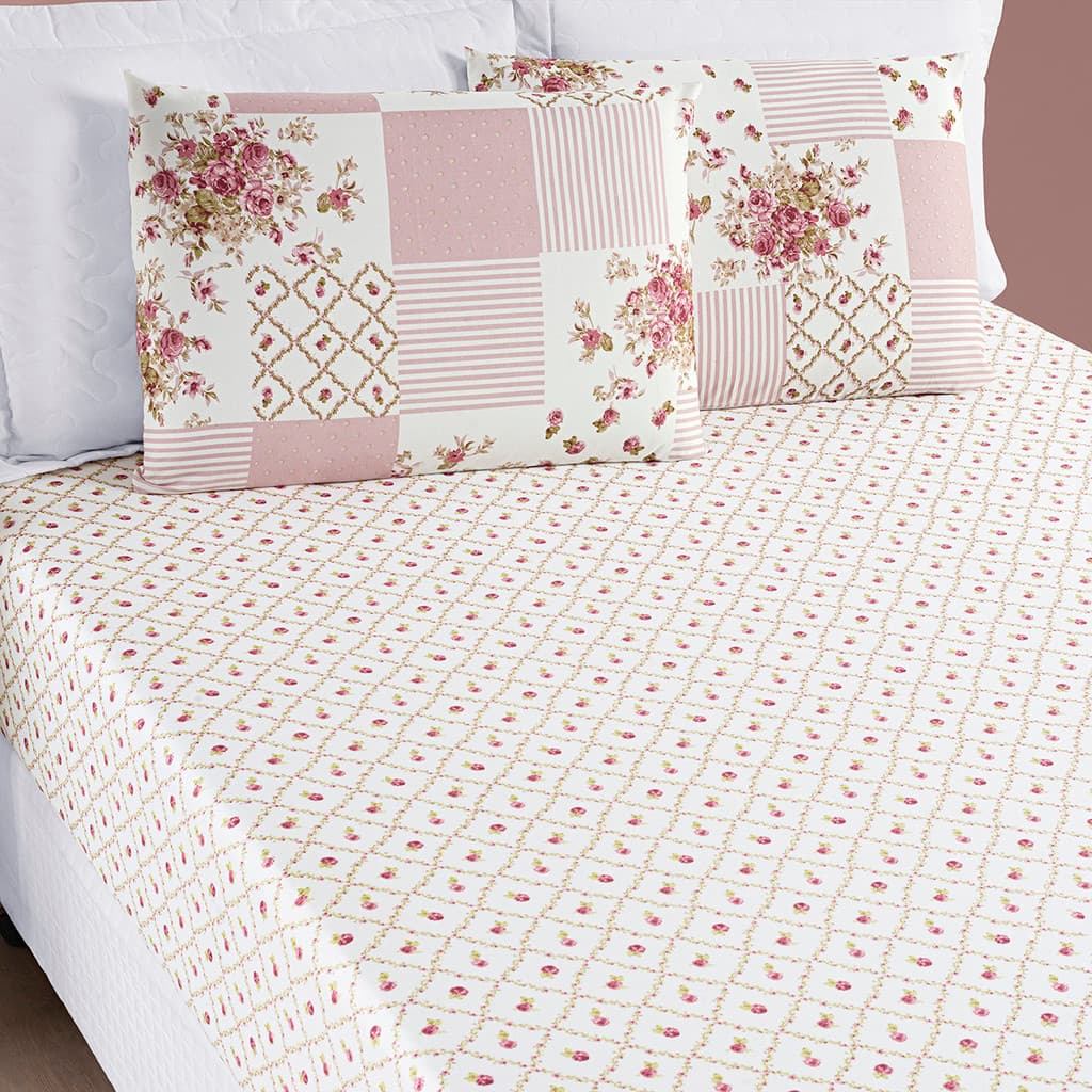 Jogo de Lençol Cama King 3 Peças Bouti Estampado Lençol com Elástico