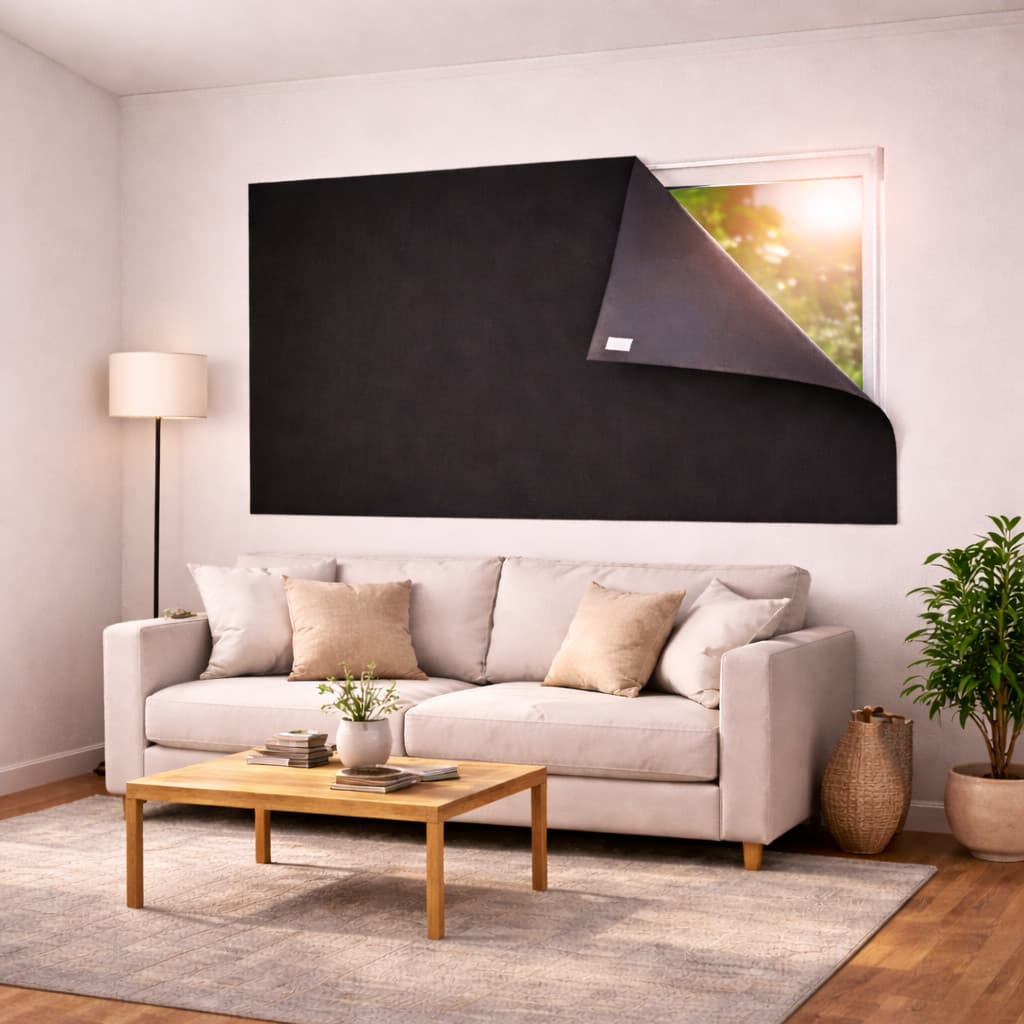 Cortina Painel 100% Blackout com Velcro Adesivo para Quarto Sala Cozinha PVC