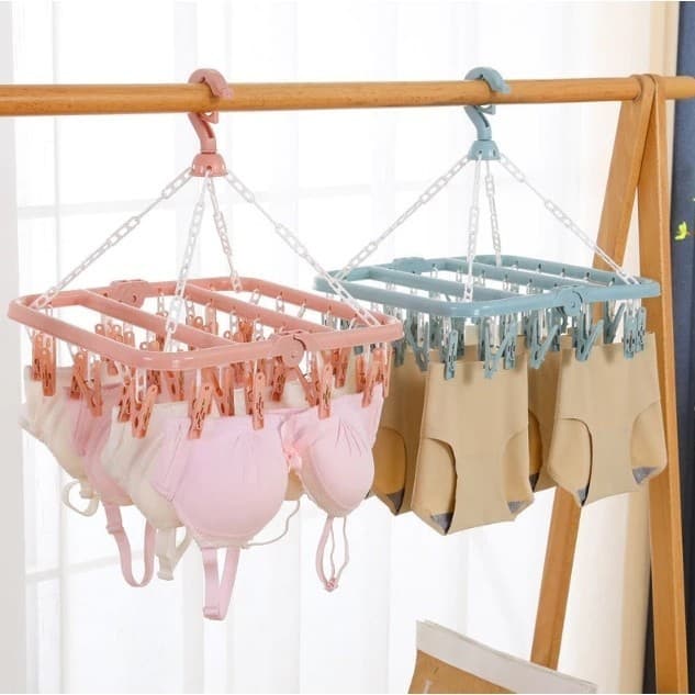 Varal Dobrável 24 Prendedores Compacto Secar Roupas Camisas Vestidos Peças Fixação Segura