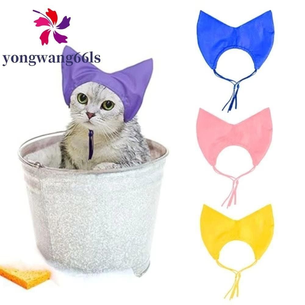 Toucas De Banho Para Gatos YONGWANG , Touca Ajustável De Com Proteção Os Ouvidos , Chapéu Confortável Cuidados Animais D