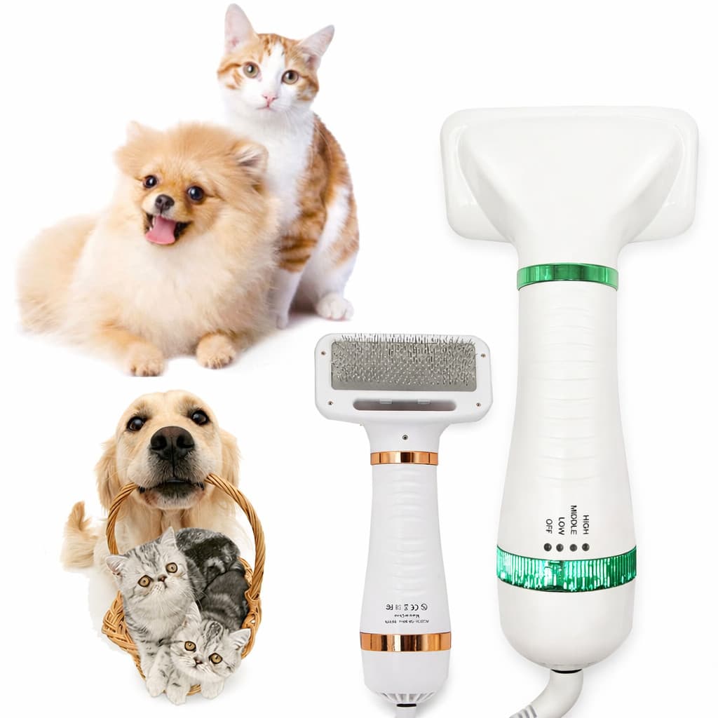 Secador Pet com Escova 2 em 1 Secador para Cachorro e Gato Escova Secadora Pet