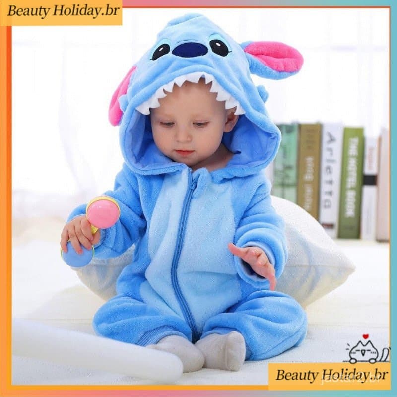 Baby Kigurumi Blue Stitch Romper Recém-Nascido Roupa Para Dormir Infantil Meninos Jumpsuit Meninas Anime Cosplay Pyjama