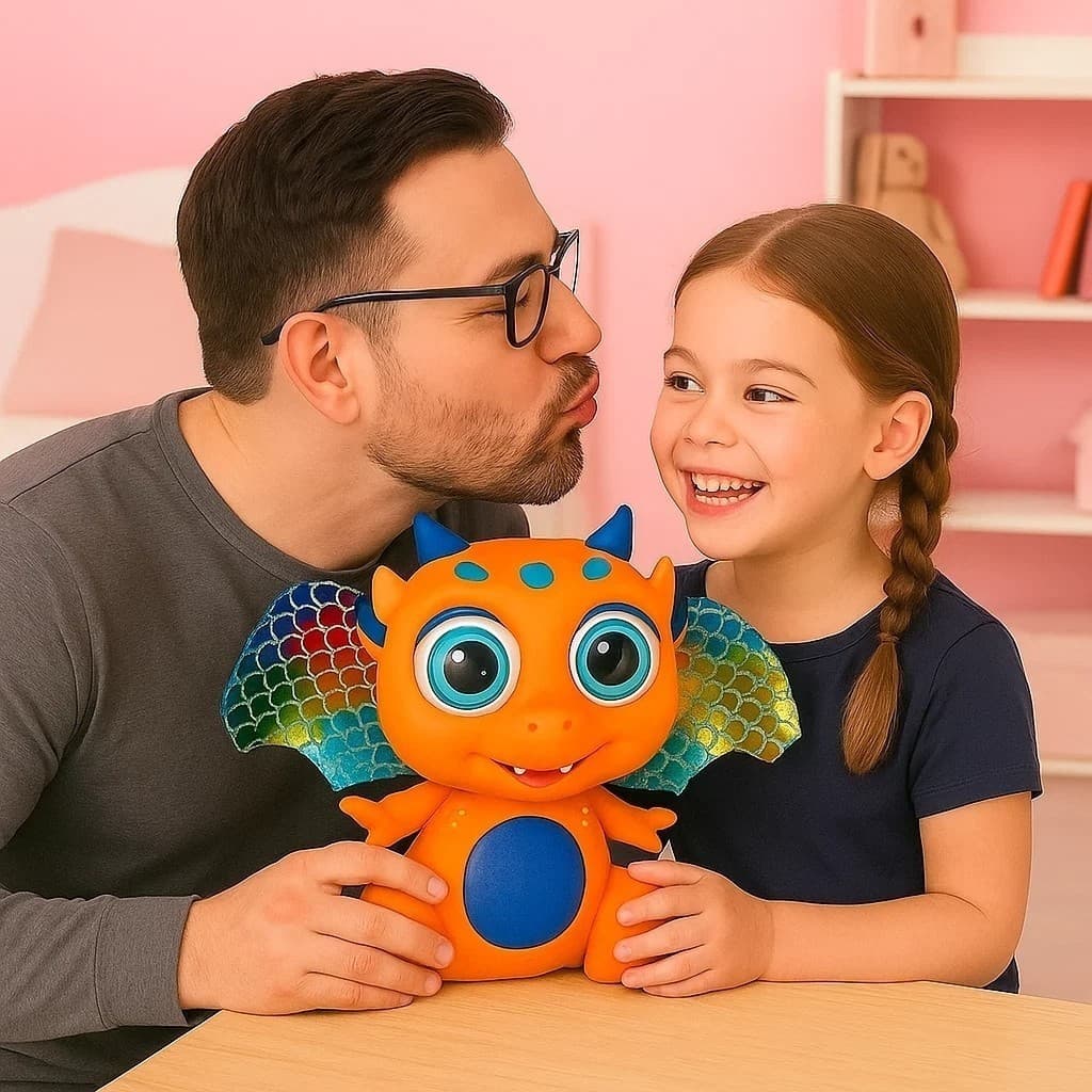 Bebê Dragão com Asas Laranja Brinquedo Boneco Criança Menino Menina Presente Bichinho