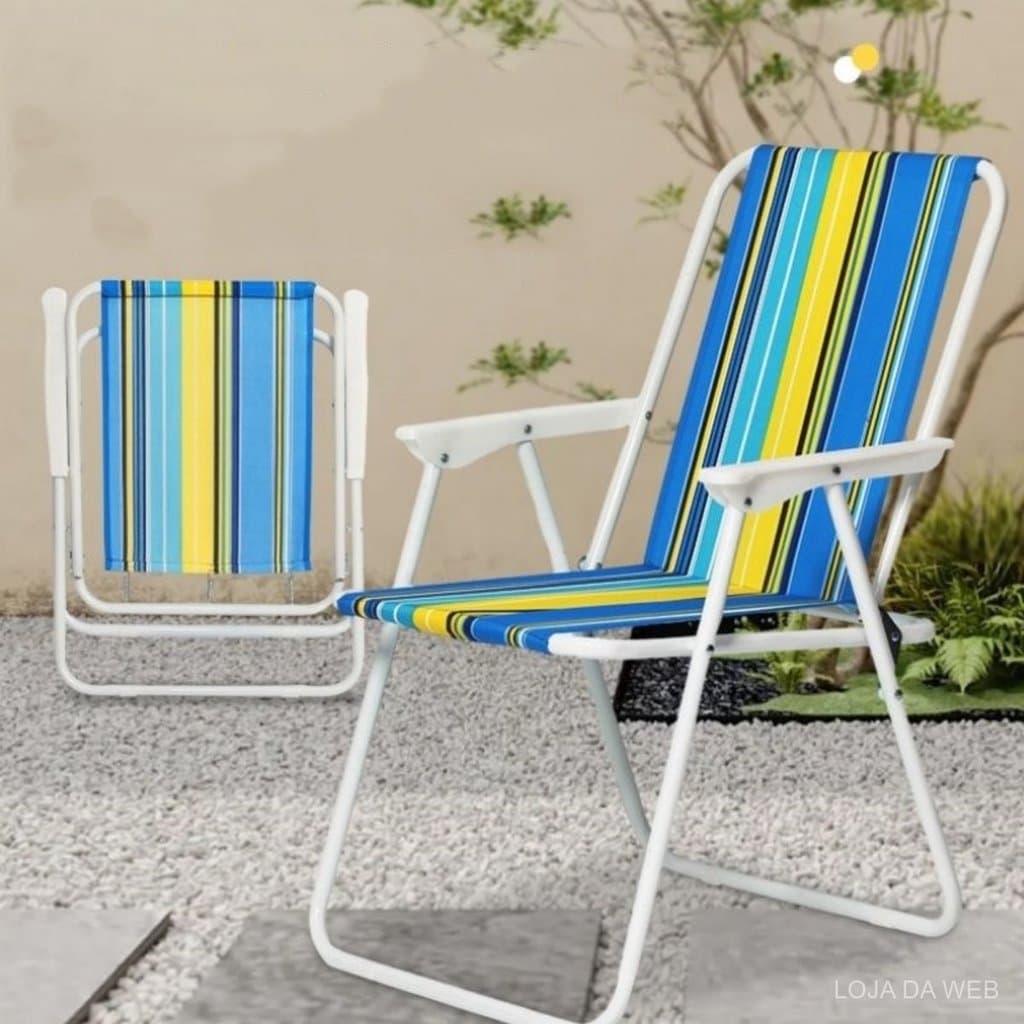 1 Kit Azul/Verde Cadeiras dobráveis de praia Praia Varanda Alta Cadeira Aço dobrável e fácil de carregar Promotion