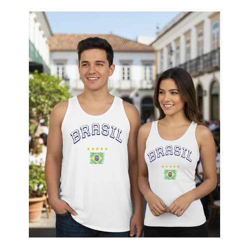 Kit 2 Regatas Casal Time Brasil País Futebol Hexa Promoção