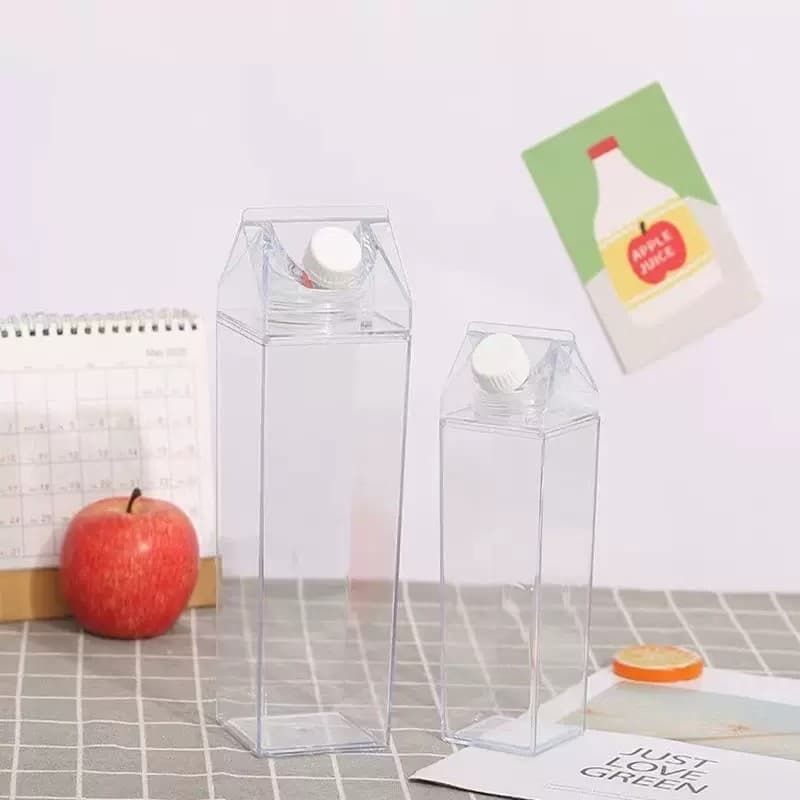 Garrafa De Acrílico Transparente Anti-Vazamento Portátil Geladeira Leite Bebidas Água 500ml /1000ml