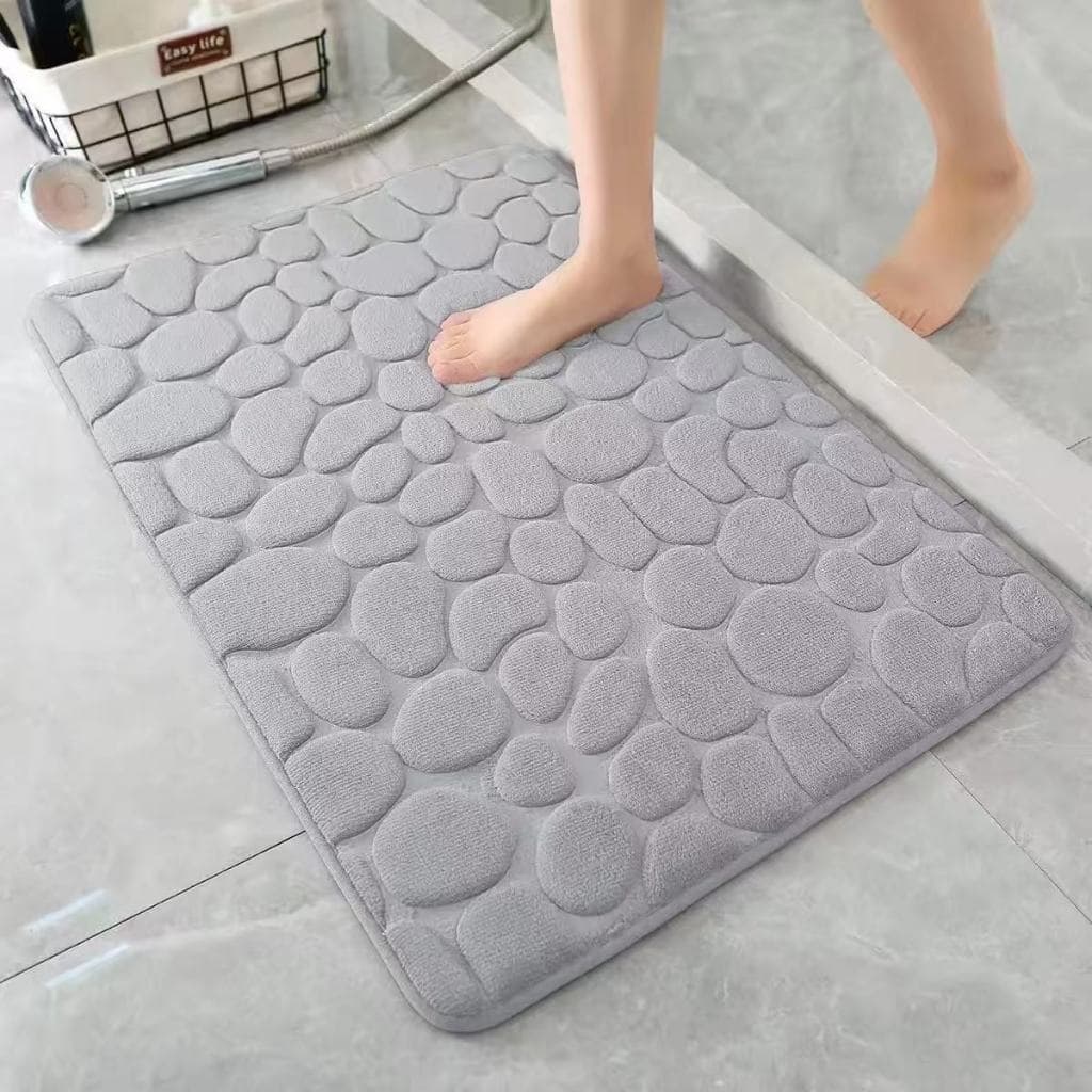 Tapete de Banheiro Antiderrapante Absorvente Secagem Rápida Textura Pedra 60x40cm Jan