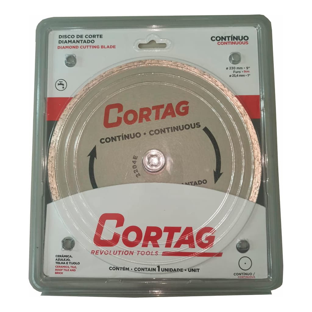 Disco de Corte Diamantado Contínuo 230mm Profissional Para Porcelanato Cerâmica Corte Preciso
