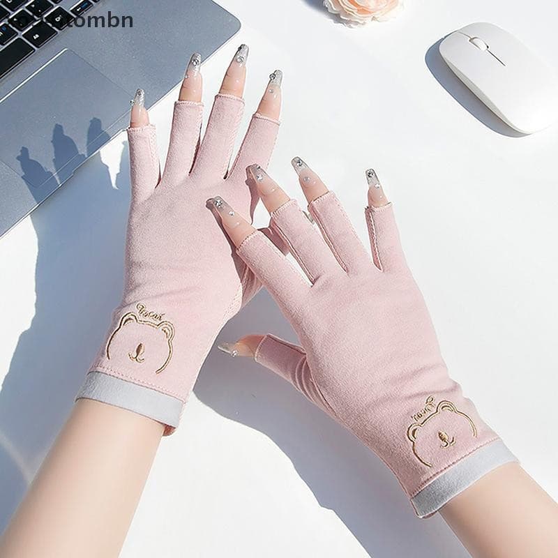 itens 1 Par De Luvas Anti UV Para Unhas , Luva Protetora De Gel , Ferramentas Manicure Sem Dedos , Lâmpada LED , Secador