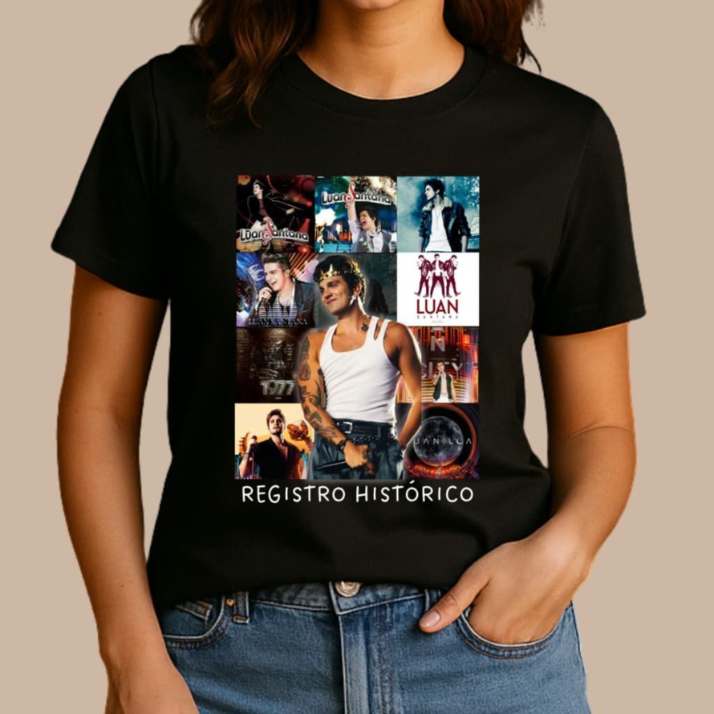 Camiseta Luan Santana Luanete Álbuns Uniforme Show Curitiba Registro Histórico Camisa 100% Algodão