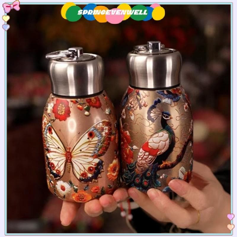 [springevenwell] Copo Isolado Portátil De Aço Inoxidável Thiened 300ml Caneca De Café À Prova De Vazamento Mini Garrafa