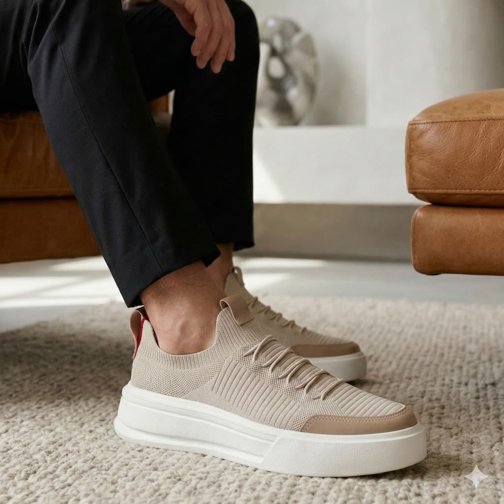 Tênis Meia Masculino Knit Casual Confortável Leve Estilo Moderno