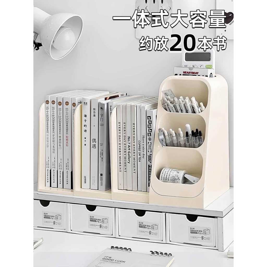Suporte de livro retrátil grande capacidade estudante Desktop multifuncional caneta titular acrílico livro Rack armazena