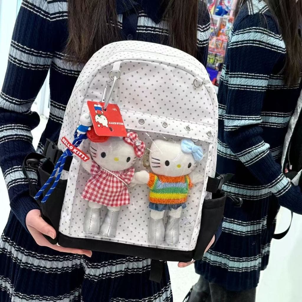 Mochila Transparente De Bolinhas Para Ensino Médio , Escolar De Grande Capacidade Estudantes , Estrela Perseguindo Dor