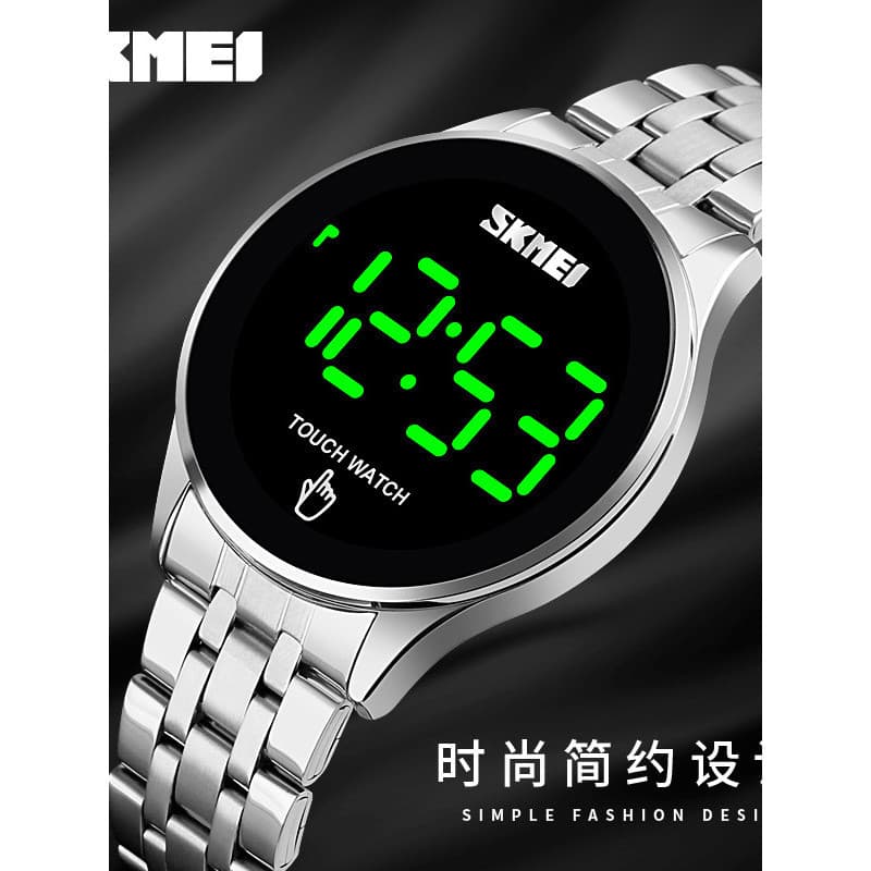 Momento beleza relógio masculino moda simples tela de toque relógio esportivo masculino LED banda aço relógio eletrônico