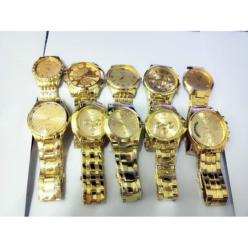 Preço promocional moda masculina presente relógio moda quartzo versão coreana ouro aço banda vida à prova dwaterproof ág