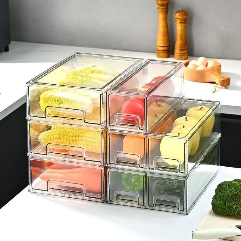Caixa de armazenamento de geladeira transparente vegetal tipo gaveta caixa de armazenamento de cozinha caixa de armazena
