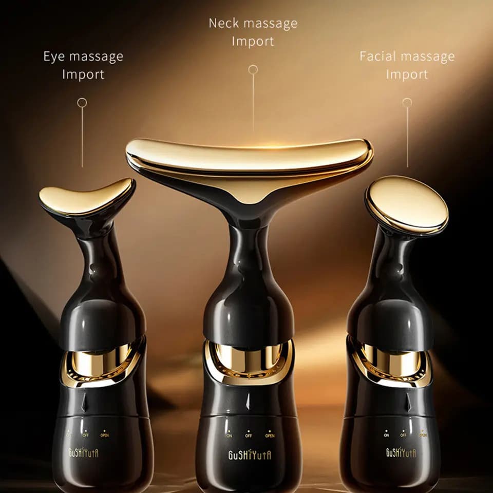 Massageador Facial 3 em 1, Dispositivo de Cuidados com a Pele, Firmador e Lifting Facial, Massagem para Pescoço, Rosto e