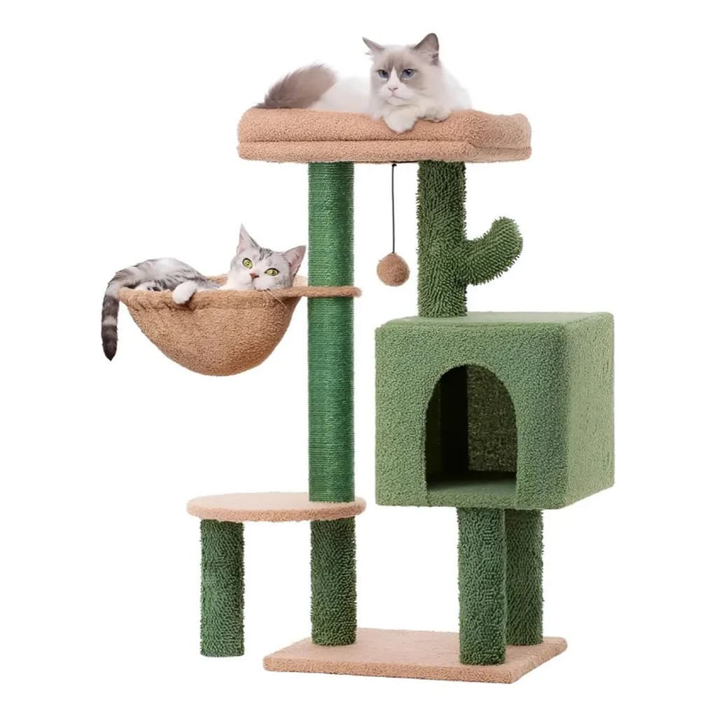 Arranhador De Luxo Multifuncional Para Gatos Com Casinha