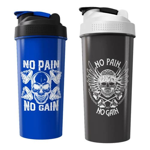 Kit 2 Garrafas Coqueteleiras Academia Fitness Agua 600ml Azul/preto