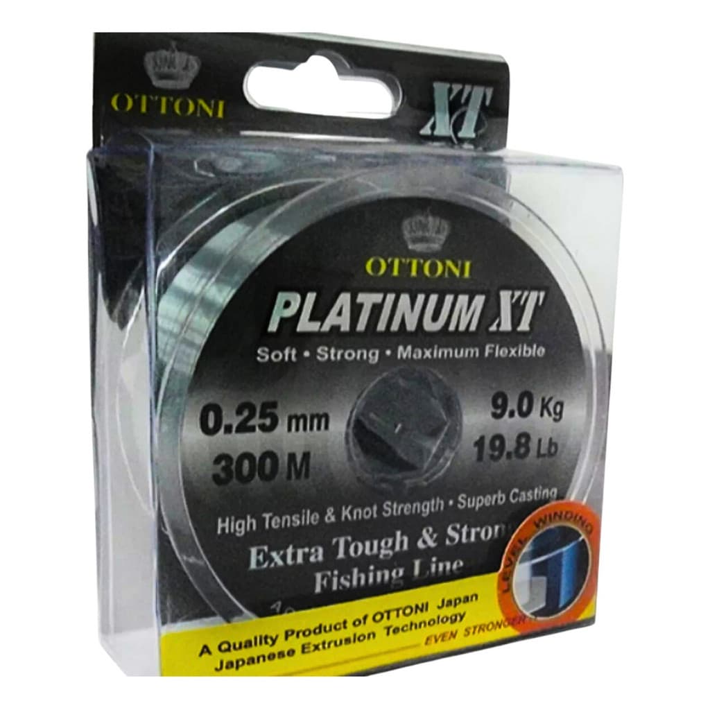 Linha Mono Platinum Xt 0,25mm 300m 9kg Super Resistente cinza
