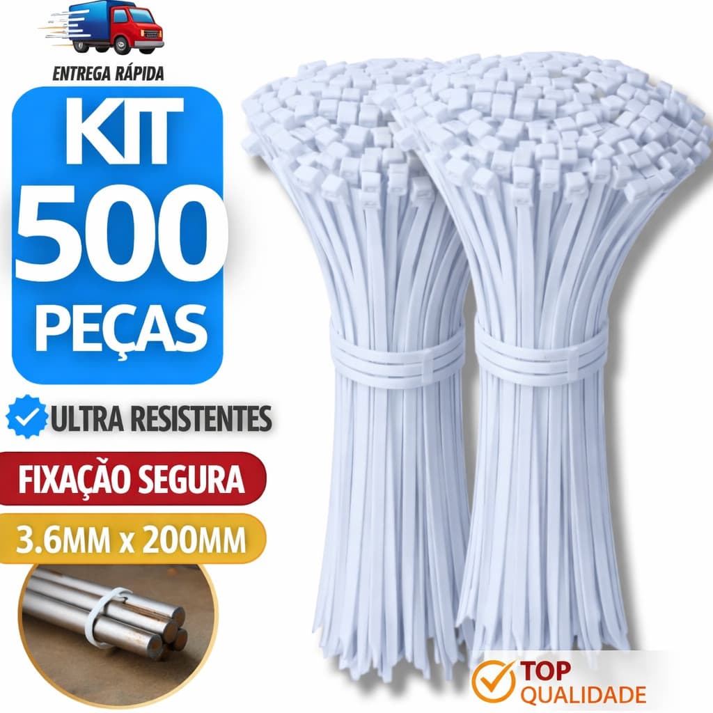 Kits Abraçadeira Nylon Resistente Amarração Cintas Plásticas Hellerman 3.6x200mm  Abraçadeiras